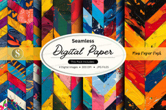 Seamless digital paper pack colorful geometric patterns back Product Image 1