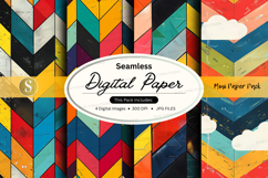 Seamless digital paper pack colorful geometric patterns desi Product Image 1