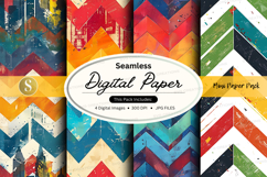 Seamless digital paper pack colorful geometric patterns desi Product Image 1