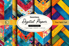 Seamless digital paper pack colorful geometric patterns desi Product Image 1
