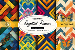 Seamless digital paper pack with vibrant geometric patterns Product Image 1