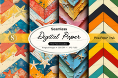Seamless digital paper pack colorful geometric patterns back Product Image 1