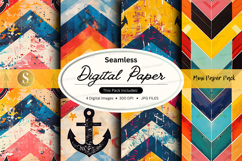 Seamless digital paper pack with geometric watercolor textur Product Image 1