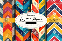 Seamless digital paper pack with geometric patterns and snow Product Image 1