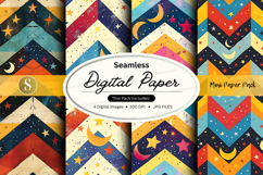 Seamless digital paper pack colorful geometric patterns back Product Image 1