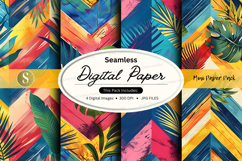 Seamless tropical digital paper pack with vibrant patterns Product Image 1