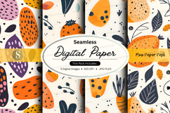 Seamless digital paper pack with tropical fruit and leaf pat Product Image 1