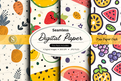 Seamless digital paper pack with tropical fruit patterns Product Image 1