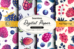 Seamless floral digital paper pack colorful patterns backgro Product Image 1