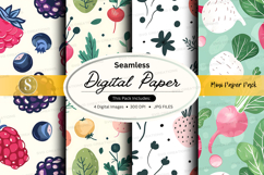Seamless digital paper pack floral watercolor textures backg Product Image 1