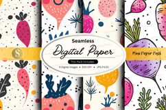 Seamless tropical digital paper pack with floral and cactus Product Image 1