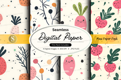 Seamless digital paper pack with cute watermelon and pineapp Product Image 1