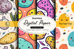Seamless digital paper pack with cute fruit and veggies patt Product Image 1