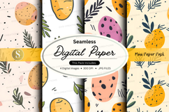Seamless tropical digital paper with fruit patterns and leav Product Image 1