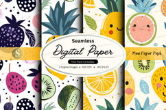 Seamless tropical fruit digital paper pack patterns Product Image 1