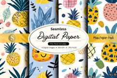 Tropical pineapple seamless digital paper pattern background Product Image 1