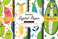 Seamless digital paper pack with cute cactus and bunny patte Product Image 1