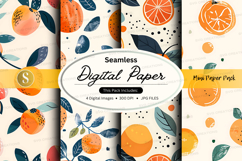 Seamless orange citrus digital paper pack background Product Image 1