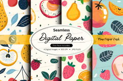 Seamless tropical fruit digital paper pack patterns backgrou Product Image 1