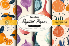 Seamless digital paper pack watercolor fruit texture backgro Product Image 1