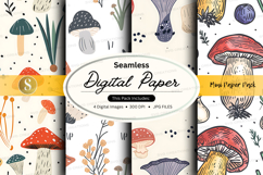 Seamless mushroom digital paper texture background floral Product Image 1