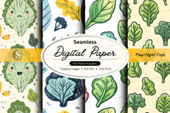 Seamless broccoli digital paper pack vector background Product Image 1