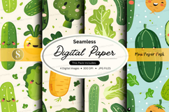 Seamless digital paper pack with cactus and avocado patterns Product Image 1