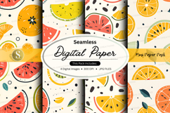 Seamless tropical fruit digital paper patterns summer design Product Image 1