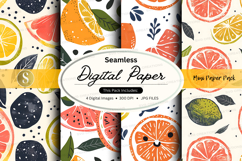 Seamless citrus digital paper pack watercolor fruit patterns Product Image 1