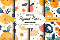 Seamless orange citrus digital paper pack background texture Product Image 1