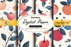 Seamless digital paper pack floral watercolor fruit pattern Product Image 1
