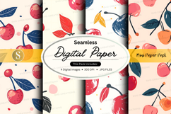 Seamless cherry blossom digital paper pack floral background Product Image 1