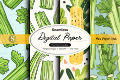 Seamless digital paper pack with green leaves pattern design Product Image 1