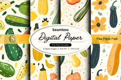 Seamless digital paper pack with fruit and floral patterns Product Image 1