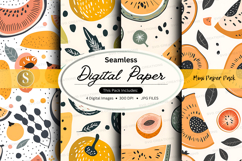 Seamless tropical digital paper pack with watermelon kiwi ci Product Image 1