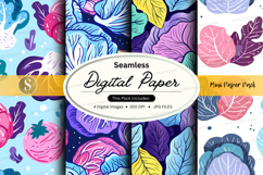 Seamless digital paper pack floral watercolor textures backg Product Image 1