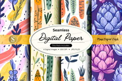 Seamless digital paper pack floral watercolor textures backg Product Image 1