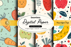 Seamless digital paper pack with fruit and floral patterns Product Image 1