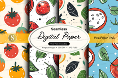 Seamless digital paper pad with fruit veg clock patterns Product Image 1