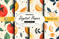 Seamless digital paper citrus fruit pattern design backgroun Product Image 1