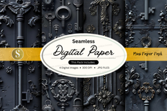 Seamless dark digital paper texture with ornate frame mockup Product Image 1