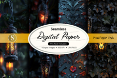 Seamless digital paper texture vintage gold floral backgroun Product Image 1