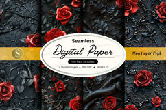 Seamless rose digital paper pack vintage floral texture back Product Image 1