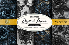 Seamless floral digital paper pack vintage black gold design Product Image 1