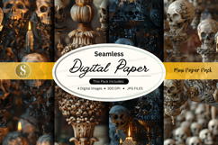 Seamless digital paper texture with skull vintage background Product Image 1