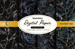 Seamless digital paper texture vintage floral dark gray back Product Image 1