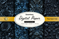 Seamless dark floral digital paper texture background Product Image 1