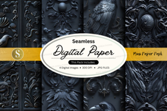 Seamless dark digital paper texture with ornate pattern back Product Image 1