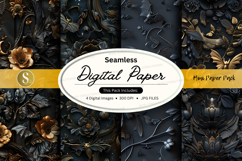 Seamless digital paper texture floral gold black elegant des Product Image 1