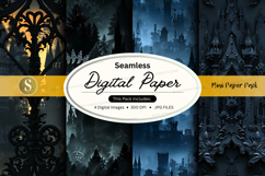 Seamless dark digital paper texture with gothic patterns Product Image 1